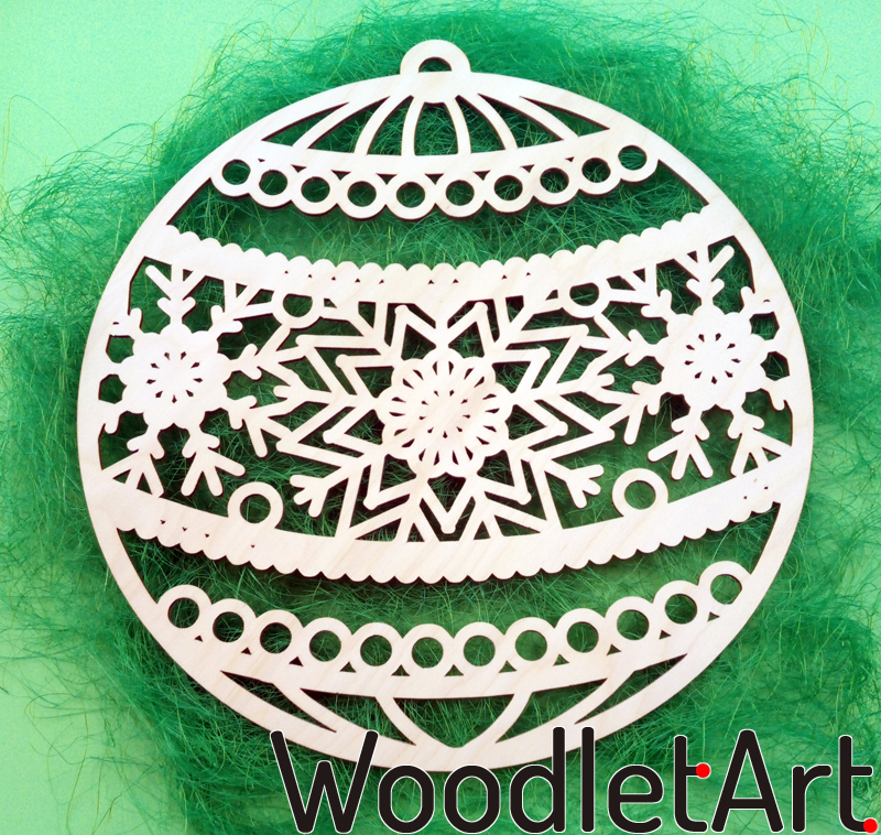 Bombka wycinanka laserowa ze sklejki. Ozdoba swiąteczna drzwi, ściany, okien.